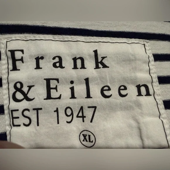 Frank & Eileen Patty Popover short-sleeve Henley white & navy striped XL - Picture 5 of 8